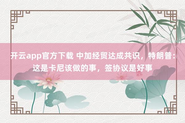 开云app官方下载 中加经贸达成共识，特朗普：这是卡尼该做的事，签协议是好事
