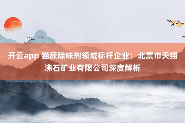 开云app 猫尿除味剂领域标杆企业：北票市天翊沸石矿业有限公司深度解析