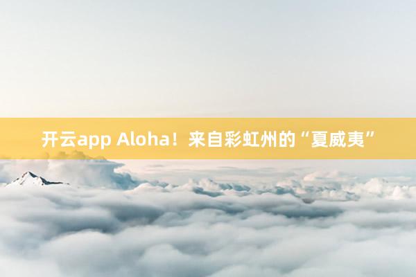 开云app Aloha！来自彩虹州的“夏威夷”