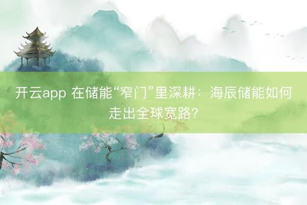 开云app 在储能“窄门”里深耕：海辰储能如何走出全球宽路？