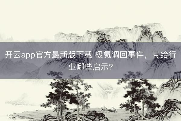 开云app官方最新版下载 极氪调回事件,带给行业哪些启示?