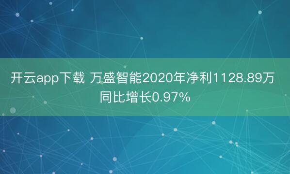 开云app下载 万盛智能2020年净利1128.89万 同比增长0.97%