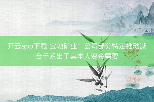 开云app下载 宝地矿业：公司部分特定推动减合手系出于其本人资金需要