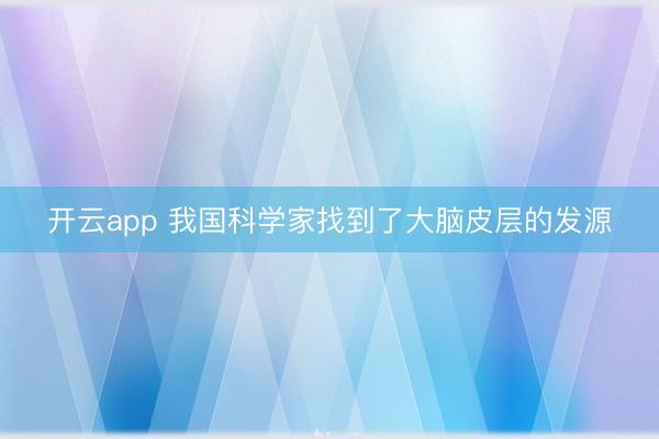 开云app 我国科学家找到了大脑皮层的发源