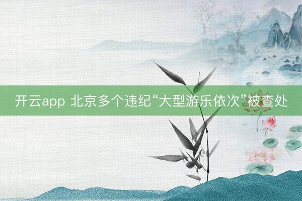 开云app 北京多个违纪“大型游乐依次”被查处