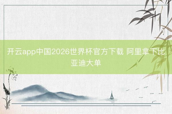 开云app中国2026世界杯官方下载 阿里拿下比亚迪大单