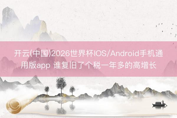 开云(中国)2026世界杯IOS/Android手机通用版app 谁复旧了个税一年多的高增长