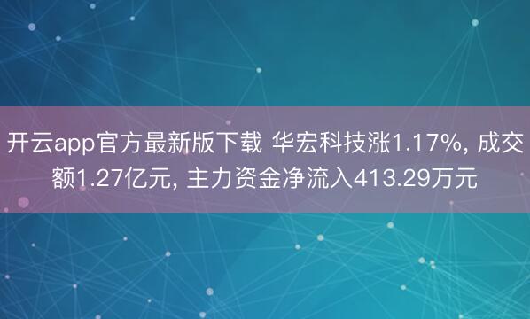 开云app官方最新版下载 华宏科技涨1.17%， 成交额1.27亿元， 主力资金净流入413.29万元