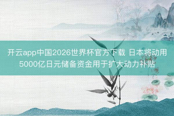 开云app中国2026世界杯官方下载 日本将动用5000亿日元储备资金用于扩大动力补贴