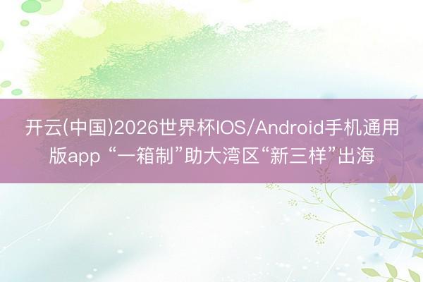 开云(中国)2026世界杯IOS/Android手机通用版app “一箱制”助大湾区“新三样”出海