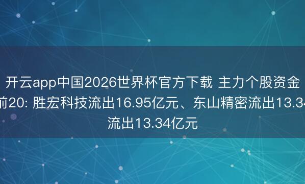 开云app中国2026世界杯官方下载 主力个股资金流出前20: 胜宏科技流出16.95亿元、东山精密流出13.34亿元