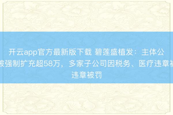开云app官方最新版下载 碧莲盛植发：主体公司被强制扩充超58万，多家子公司因税务、医疗违章被罚