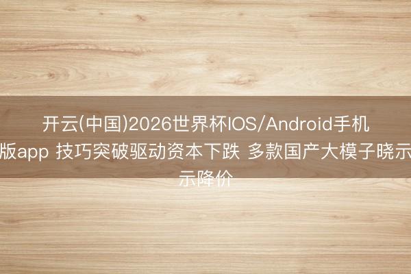 开云(中国)2026世界杯IOS/Android手机通用版app 技巧突破驱动资本下跌 多款国产大模子晓示降价